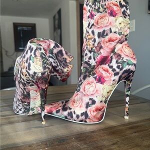 Floral and Leopard Print Stiletto Heels